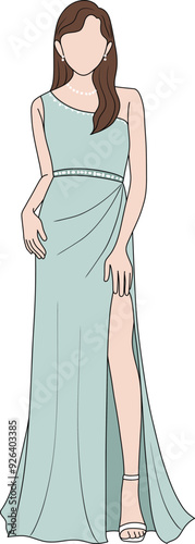 Handdrawn Elegant Bridesmaid Illustration