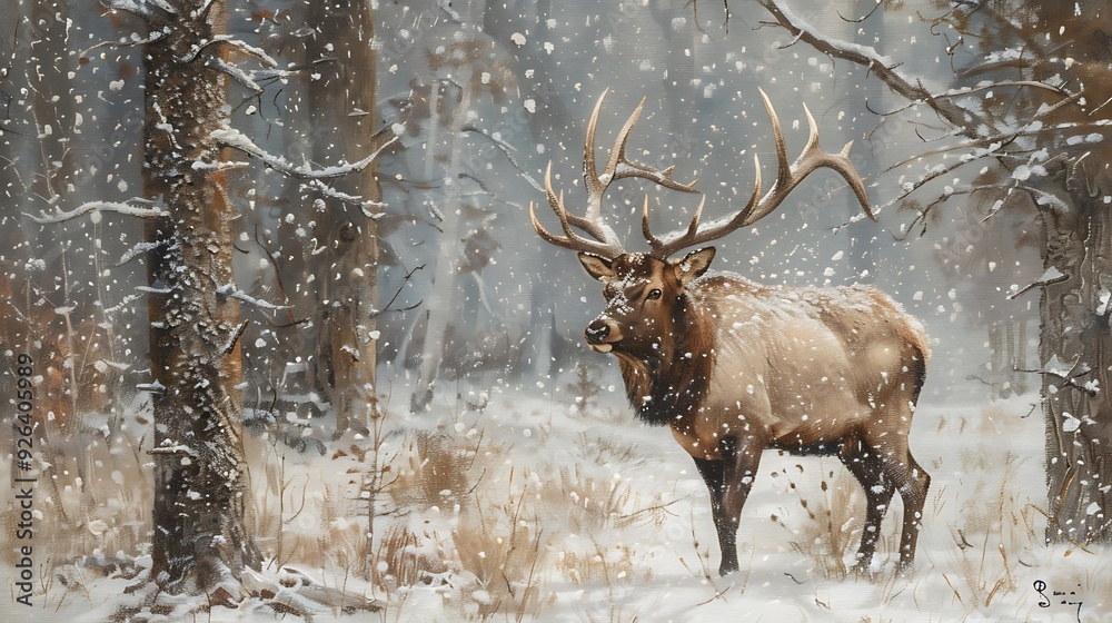 Elk winter snowfall Elk winter snowfall