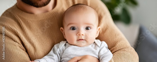 A serene shot of an infant enjoying skin-to-skin contact with a parent, emphasizing the importance of physical closeness and bonding in emotional and social development photo