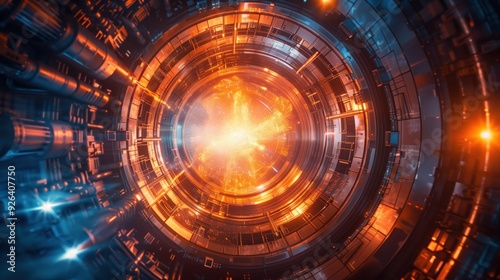 Wallpaper Mural Futuristic Energy Facility With Glowing Core and Advanced Technology in a Research Laboratory Torontodigital.ca