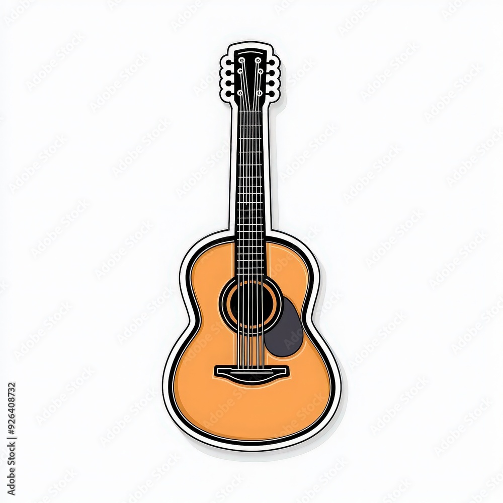 Obraz premium A beautifully crafted acoustic guitar showcasing intricate details and a warm finish, perfect for music lovers and artists.