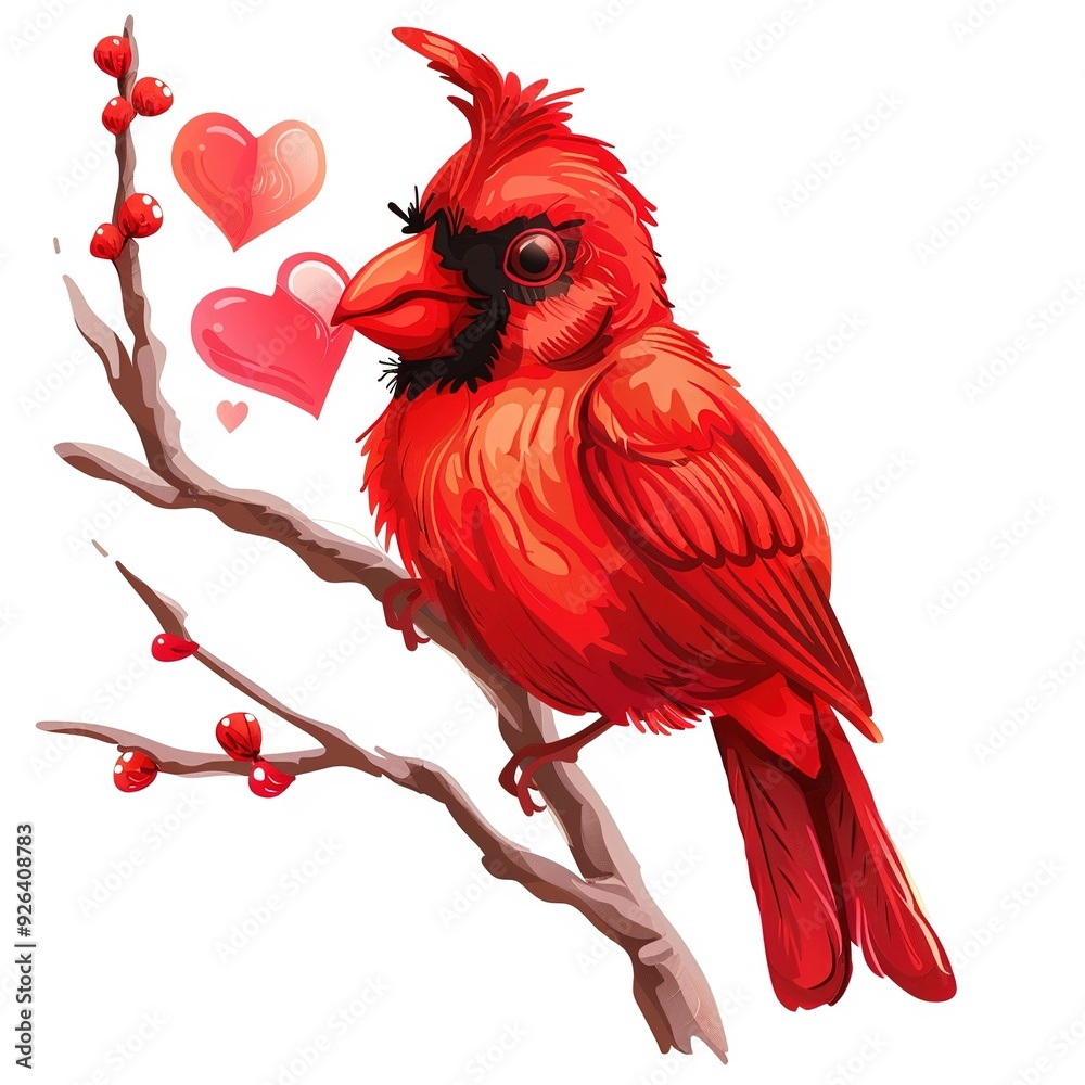 Fototapeta Cardinal Love fantasy animal cartoon isolated whitebackground
