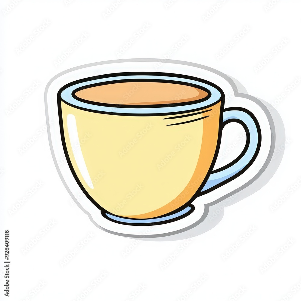 A vibrant, illustrated yellow cup filled with a warm beverage, perfect for coffee, tea, or hot chocolate lovers. A vibrant, illustrated yellow cup filled with a warm beverage, perfect for coffee, tea, or hot chocolate lovers.