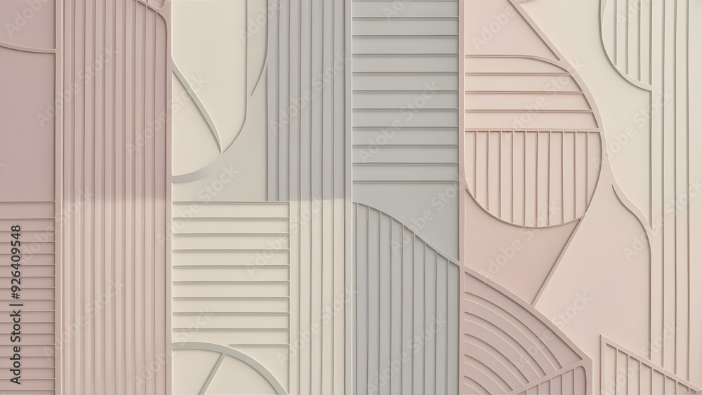 Fototapeta geometryczny wzór w kolorach pastelowego różu beżu i szarości