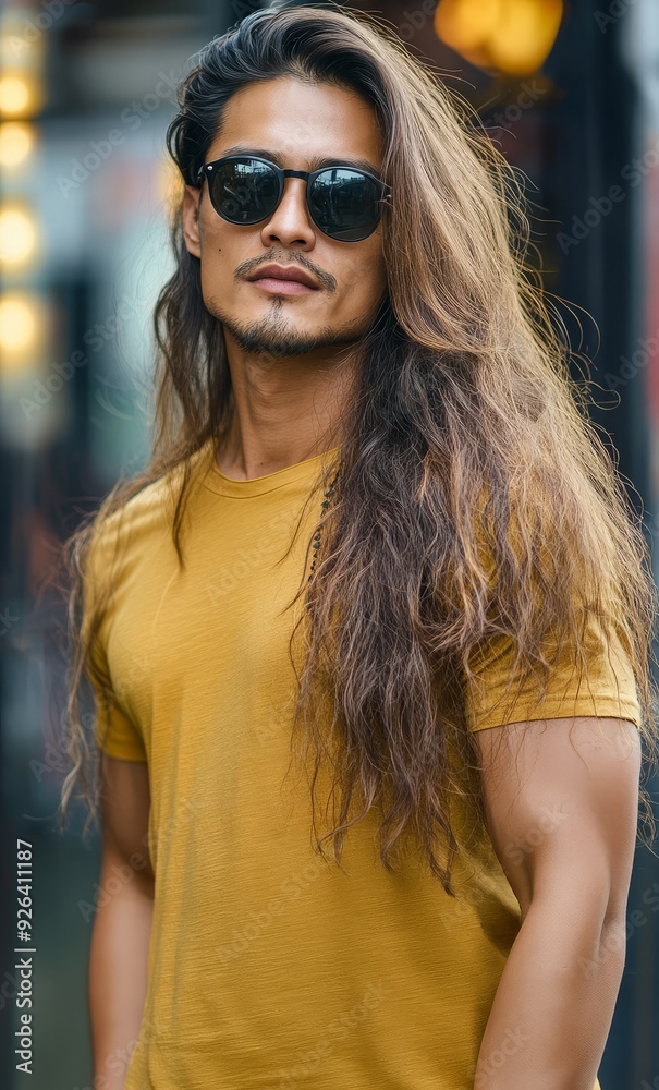 A confident model poses in a stylish blank shirt, exuding charm and attitude A confident model poses in a stylish blank shirt, exuding charm and attitude