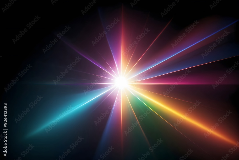 Abstract background with colorful rays of light emanating from a central bright point. Abstract background with colorful rays of light emanating from a central bright point.