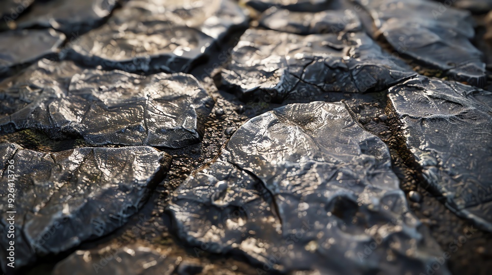A close-up of a wet, rough stone surface with natural crevices. A close-up of a wet, rough stone surface with natural crevices.