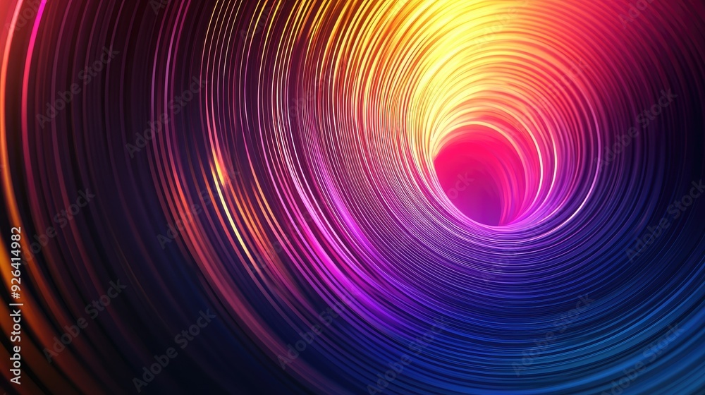 Fototapeta premium Abstract rings with a circle gradient creating a futuristic ripple background. Geometric stripe lines provide a sleek design for technology, web, social media, and advertising.