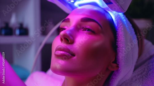 Woman Receiving Modern Ultrasound Cavitation Treatment in Spa for Skin Care and Beauty Enhancement