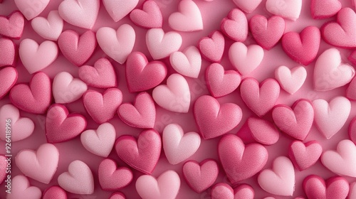 Charming pink hearts background for love-themed designs, ideal for Valentine's Day or Mother's Day, with a pattern of sweet hearts in various shades of pink.