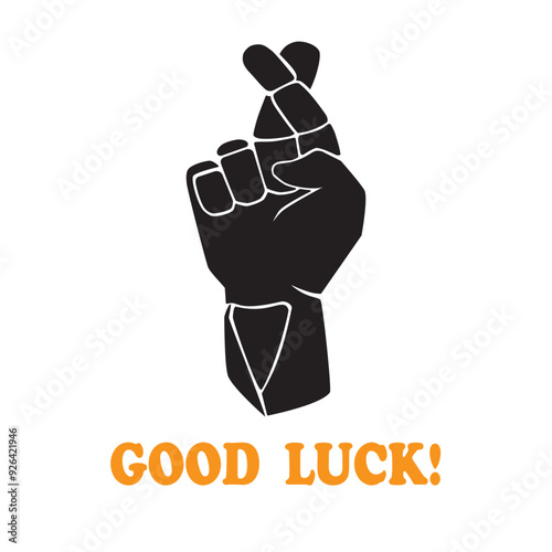 Two fingers crossed hand gesture vector icon. Cartoon palm gesture emoji. Good luck or lie hand gesture sign. Superstition symbol. Arm with middle and index fingers crossed isolated on white