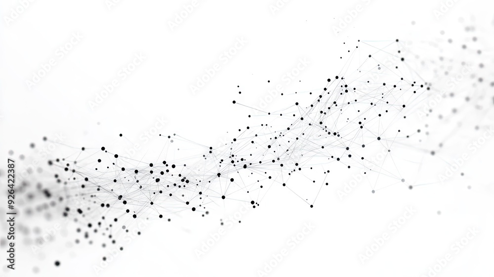 Digital technology network with connection dots and lines on a clean white background. A representation of data analysis, big data, and the internet of things.