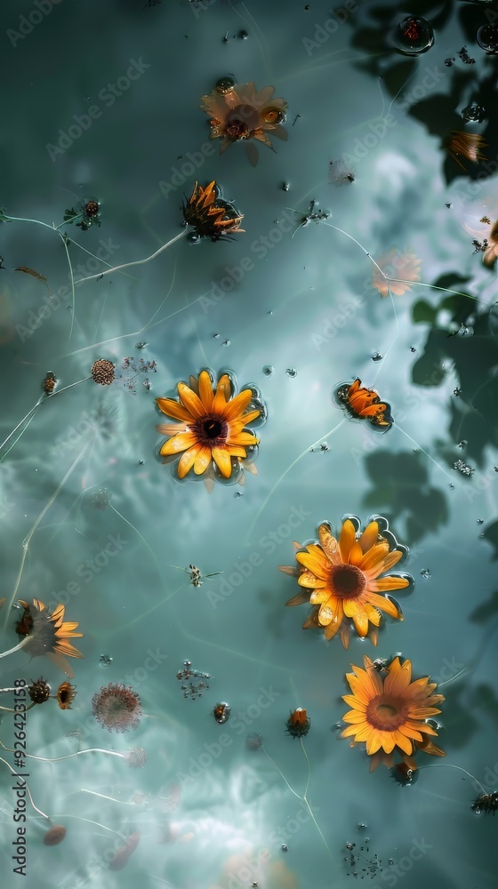 Naklejka premium Beautiful flowers floating in a pool of water