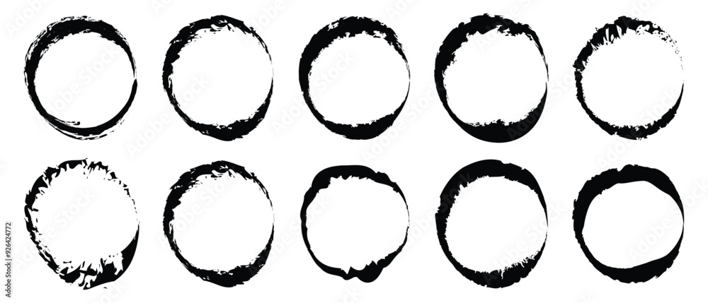 Vector set of grunge circle brush. Grunge banner collection. Grunge round shapes. Vector Vector set of grunge circle brush. Grunge banner collection. Grunge round shapes. Vector
