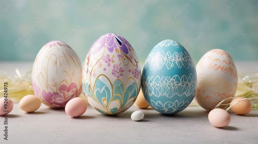 Brightly painted Easter egg with intricate details, surrounded by twinkling bokeh lights. Brightly painted Easter egg with intricate details, surrounded by twinkling bokeh lights.