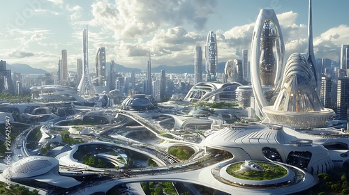 A futuristic city with cutting-edge transportation systems and energy-efficient infrastructures