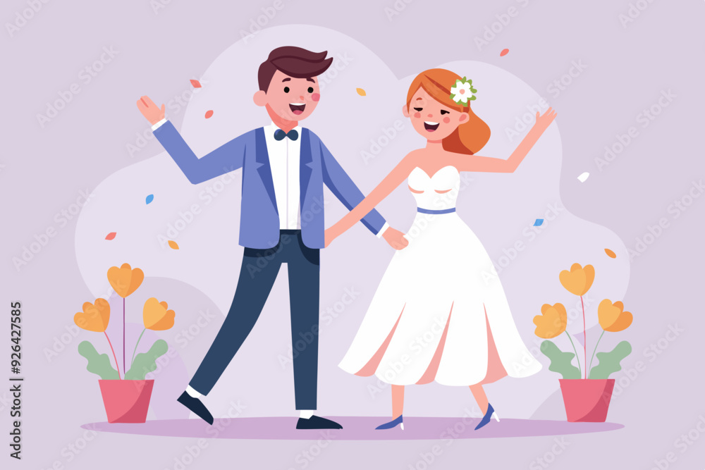 Set of characters bride and groom. Newlyweds dancing, holding hands, hugging
Set of characters bride and groom. Newlyweds dancing, holding hands, hugging
