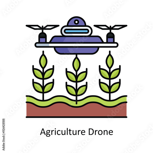 Agriculture Drone vector  Filled outline icon style illustration. Symbol on White background EPS 10 File
