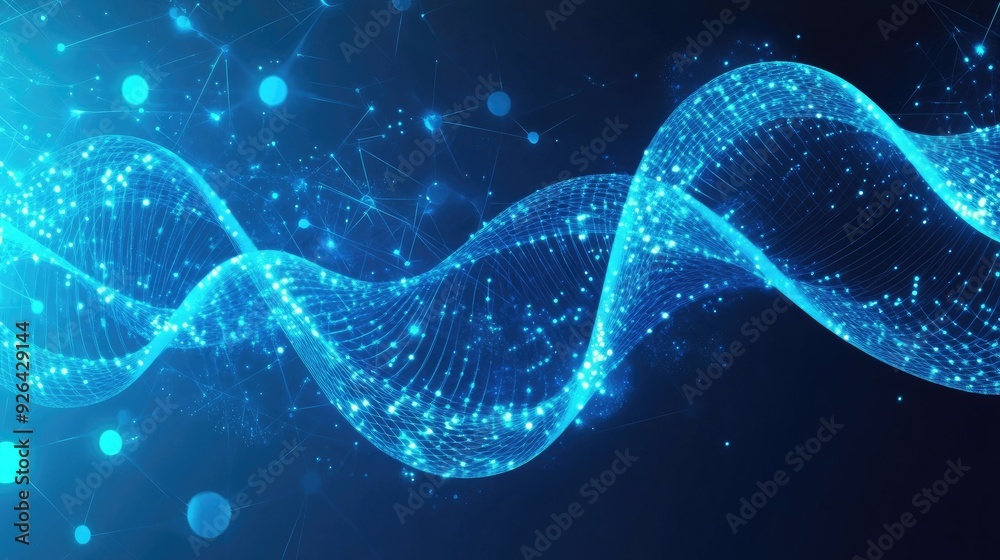 Geometric and dynamic background with scientific DNA molecules. Ideal for technology, chemistry, and medicine-related banners. Modern design with smooth wave flows and intricate details. Geometric and dynamic background with scientific DNA molecules. Ideal for technology, chemistry, and medicine-related banners. Modern design with smooth wave flows and intricate details.