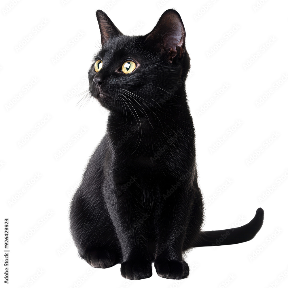 A black cat is sitting on a white background A black cat is sitting on a white background