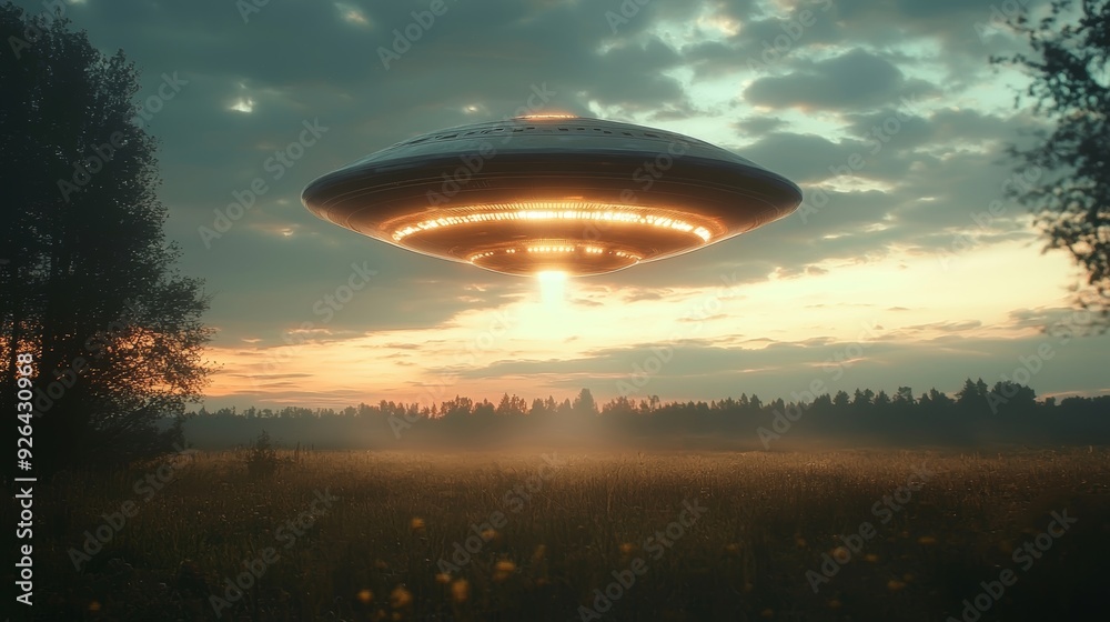 Unidentified flying object alien abduction and strange spaceship sighting in countryside Unidentified flying object alien abduction and strange spaceship sighting in countryside