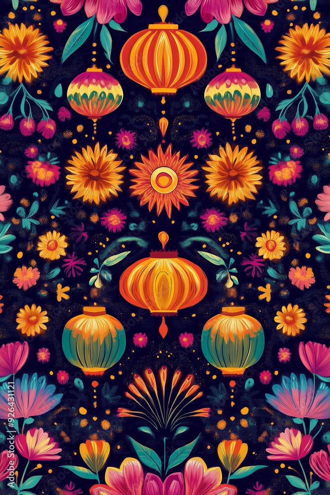 Fototapeta premium Diwali and dussehra floral background celebrating indian festivities