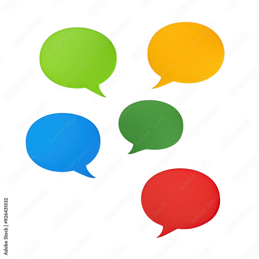 A series of colorful speech bubbles are arranged in a row A series of colorful speech bubbles are arranged in a row