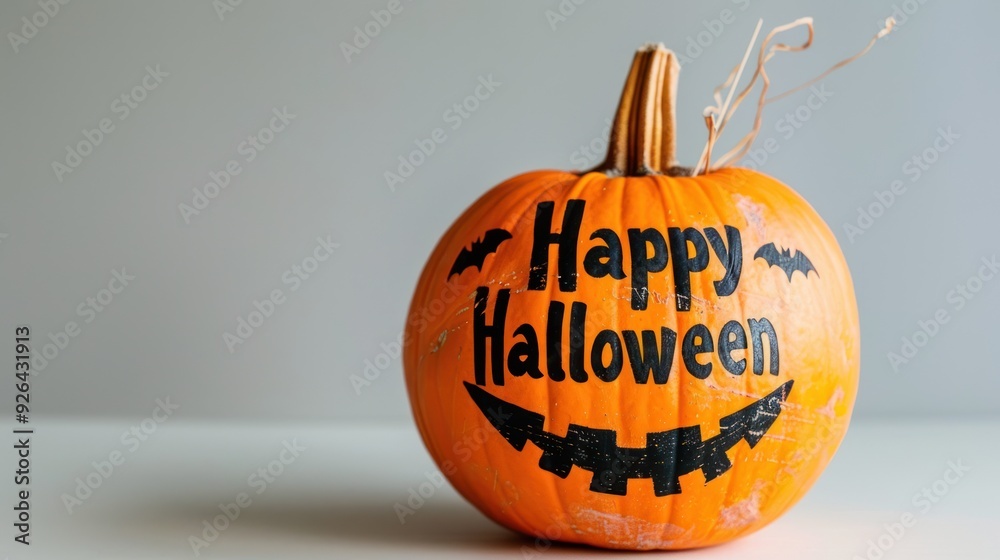 Obraz premium A cheerful jack-o'-lantern with a big smile and