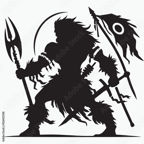 Obraz na plátne A striking vector illustration of a barbarian perched majestically, its intricat