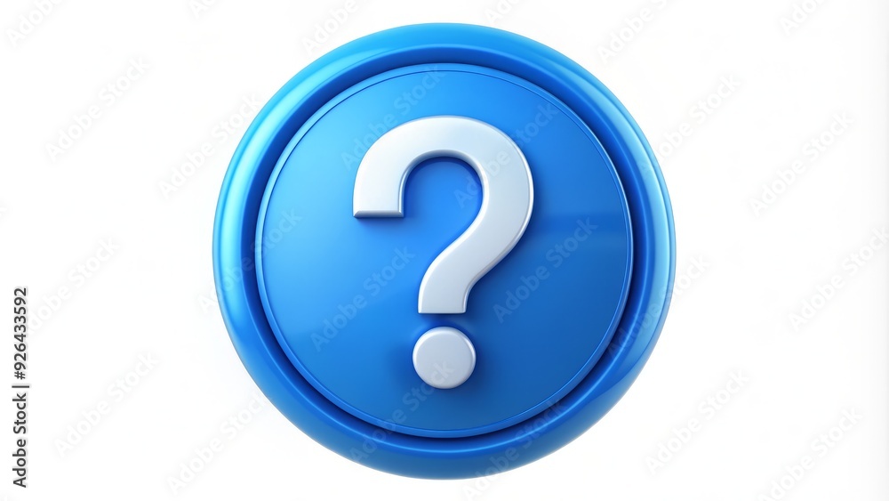 A blue circular emblem featuring a stylized question mark symbol, often associated with curiosity and inquiry, isolated on a white background. A blue circular emblem featuring a stylized question mark symbol, often associated with curiosity and inquiry, isolated on a white background.