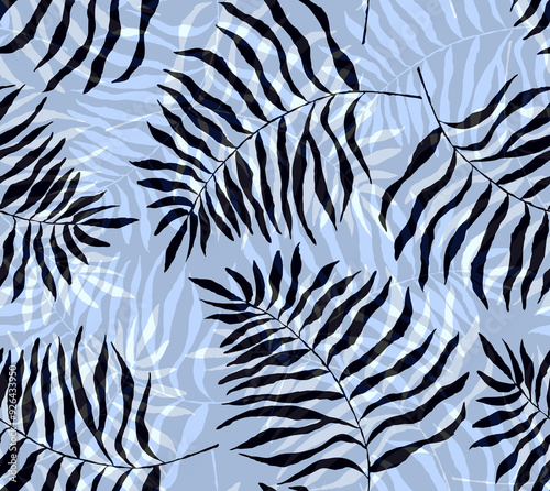 Fototapeta Naklejka Na Ścianę i Meble -  Seamless watercolor tropical pattern, floral print.