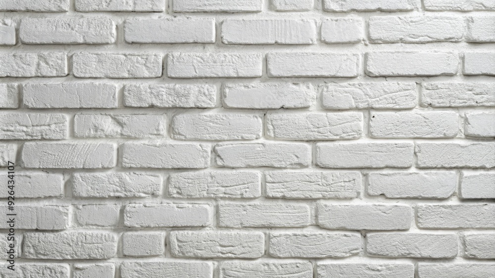 Fototapeta premium A bright and modern painted white brick wall serves as a clean backdrop, adding a touch of rustic charm to any space or design element.