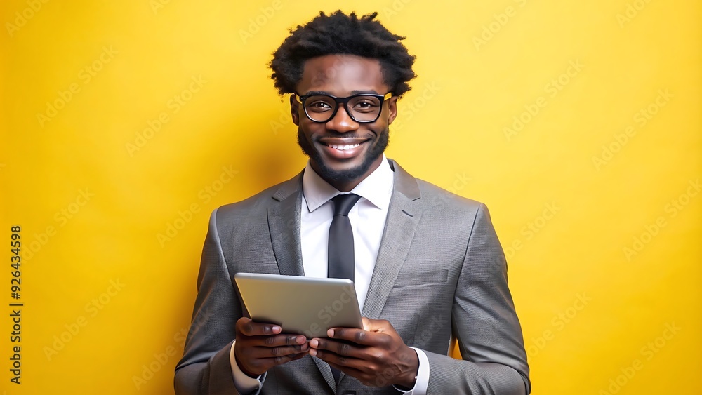 Smiling Businessman Holding Tablet. Smiling Businessman Holding Tablet.