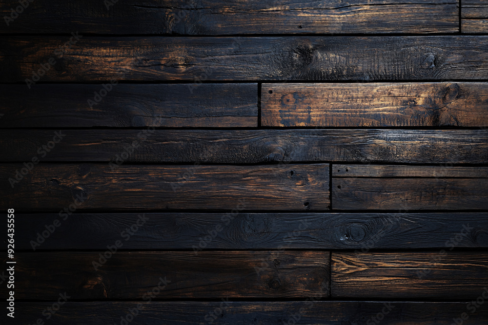 Naklejka premium A black and brown wooden background with a few brown spots