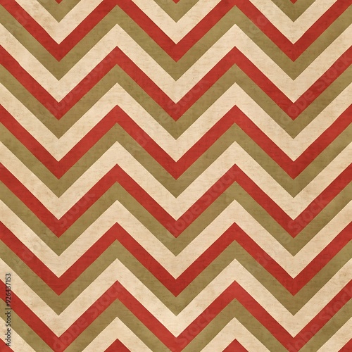Red, Green and Cream Chevron Pattern.
