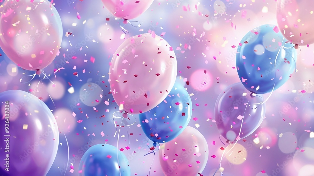 Colorful Balloons in Soft Pastel Tones – A Sea of Glossy Balloons with Sparkling Dots in Delicate Pink and Blue Hues, Creating a Festive Atmosphere Colorful Balloons in Soft Pastel Tones – A Sea of Glossy Balloons with Sparkling Dots in Delicate Pink and Blue Hues, Creating a Festive Atmosphere
