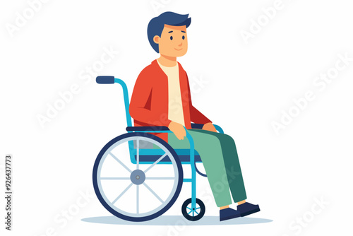Man is sitting in a wheelchair on a white background. Vector illustration
