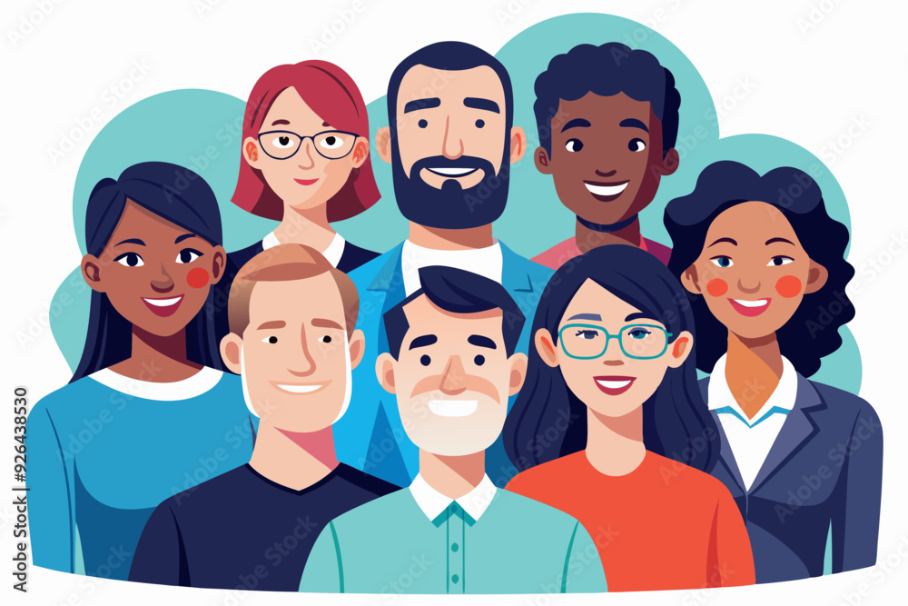Portrait of a development or creative team. Company employees, teamwork, Multicultural group of smiling men and women
Portrait of a development or creative team. Company employees, teamwork, Multicultural group of smiling men and women