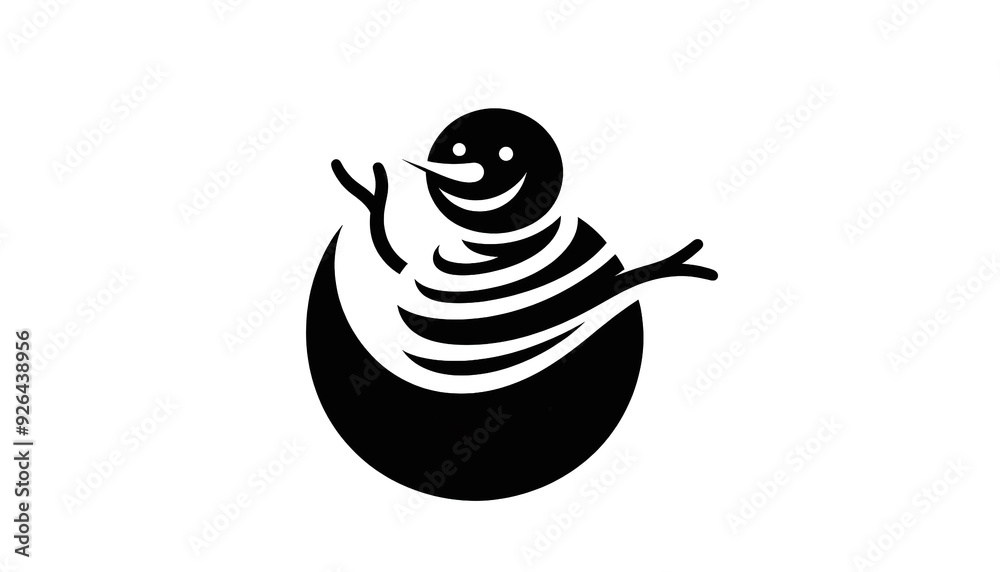 Minimalist snowman logo silhouette on white background Minimalist snowman logo silhouette on white background