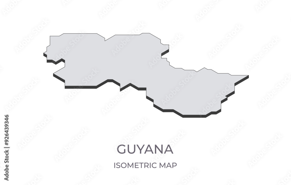 Map of the Guyana in simple isometric form. Illustration of isometric map of the country. Map of the Guyana in simple isometric form. Illustration of isometric map of the country.