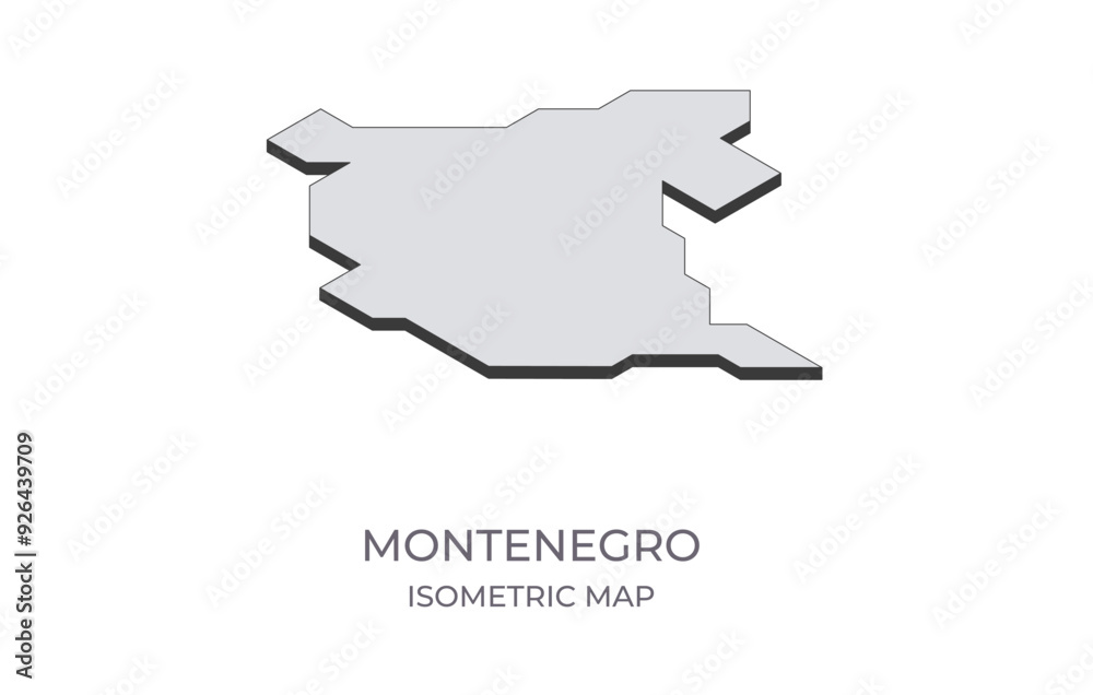 Map of the Montenegro in simple isometric form. Illustration of isometric map of the country. Map of the Montenegro in simple isometric form. Illustration of isometric map of the country.