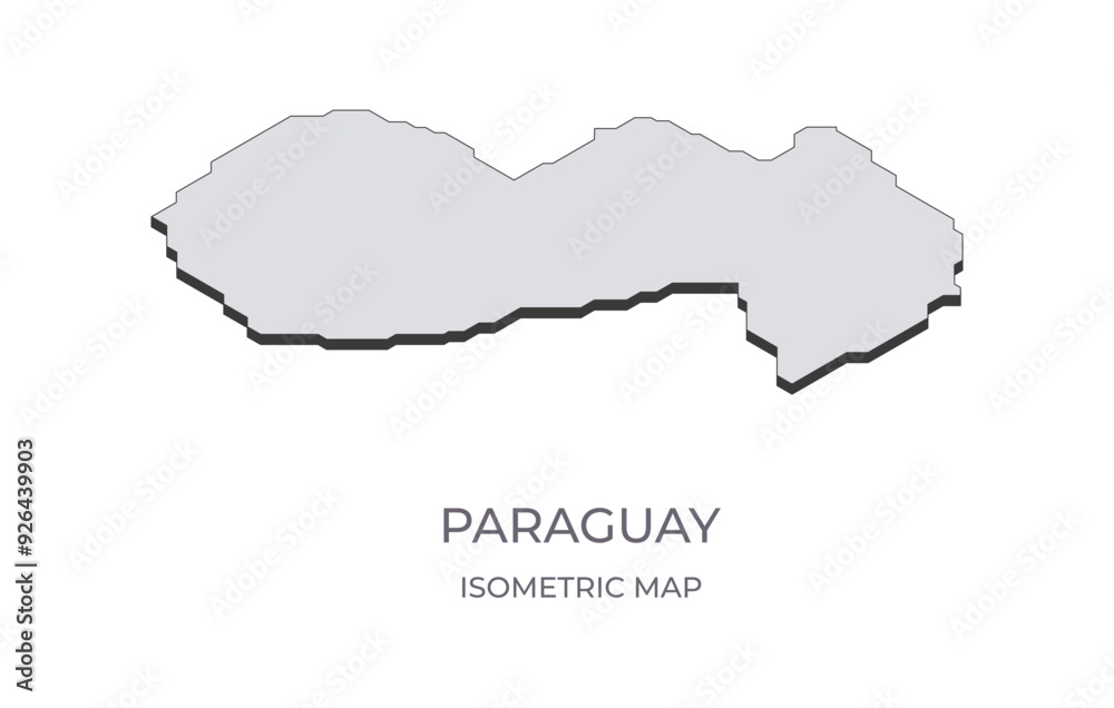 Map of the Paraguay in simple isometric form. Illustration of isometric map of the country. Map of the Paraguay in simple isometric form. Illustration of isometric map of the country.