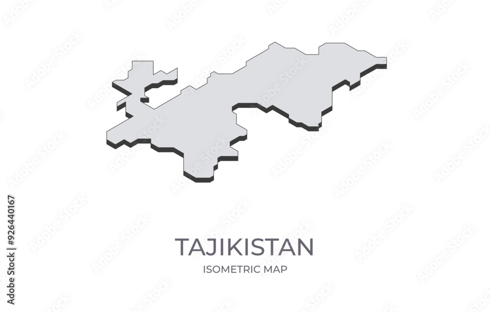 Map of the Tajikistan in simple isometric form. Illustration of isometric map of the country. Map of the Tajikistan in simple isometric form. Illustration of isometric map of the country.