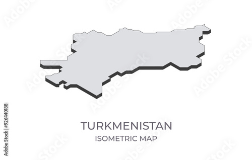 Map of the Turkmenistan in simple isometric form. Illustration of isometric map of the country.