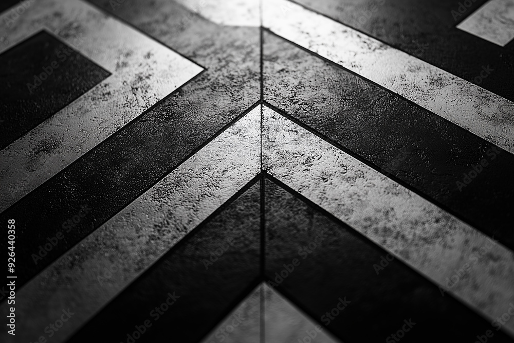 Geometric patterns in black and white on a sleek background, top view Geometric patterns in black and white on a sleek background, top view