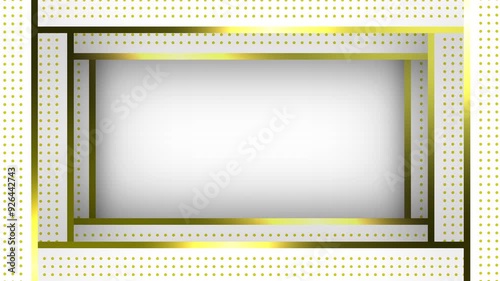 Elegant gold framed artwork with dotted details on a white background. Suitable for luxury branding, invitations, or elegant design projects. 4k