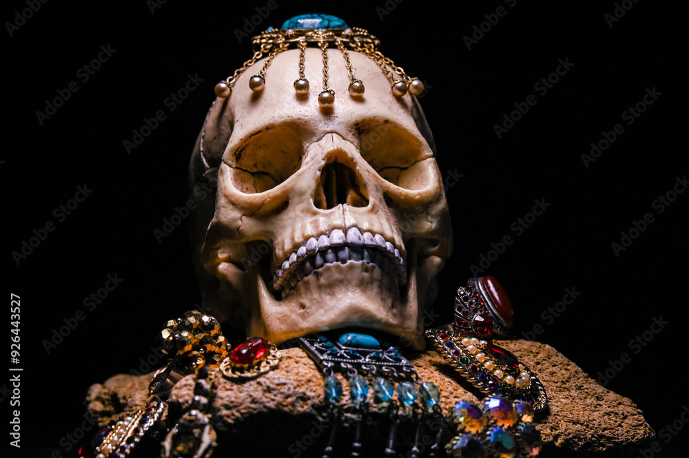tomb of a noble, rich man, skull and treasure