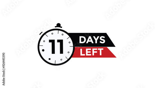 11 days left Countdown number banner templates. time icon. Vector Illustration 
