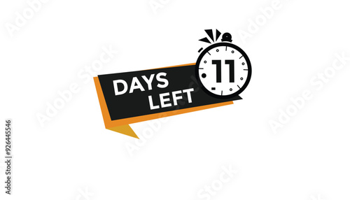 11 days left Countdown number banner templates. time icon. Vector Illustration 
