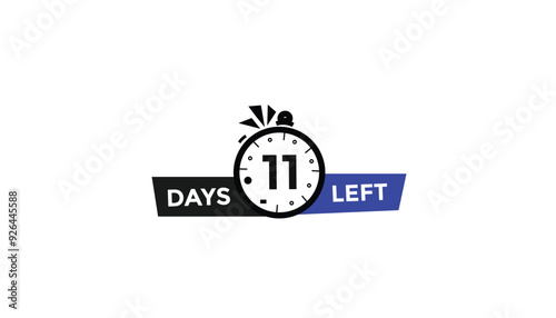 11 days left Countdown number banner templates. time icon. Vector Illustration 
